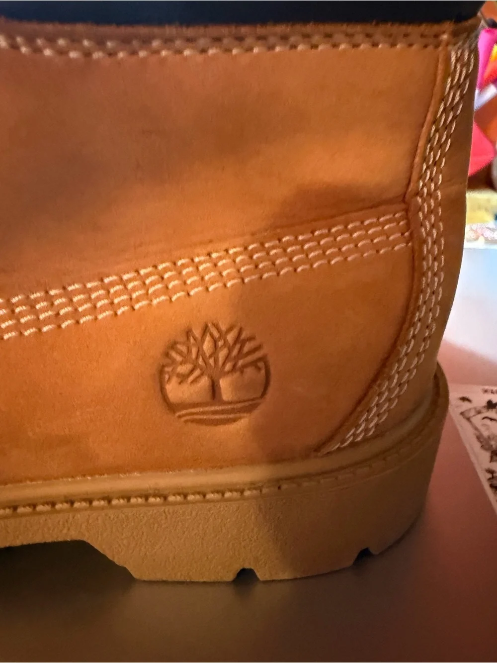 Youth Tan Waterproof Work Boots with Yellow-Brown Laces. Sz 4 Timberlands